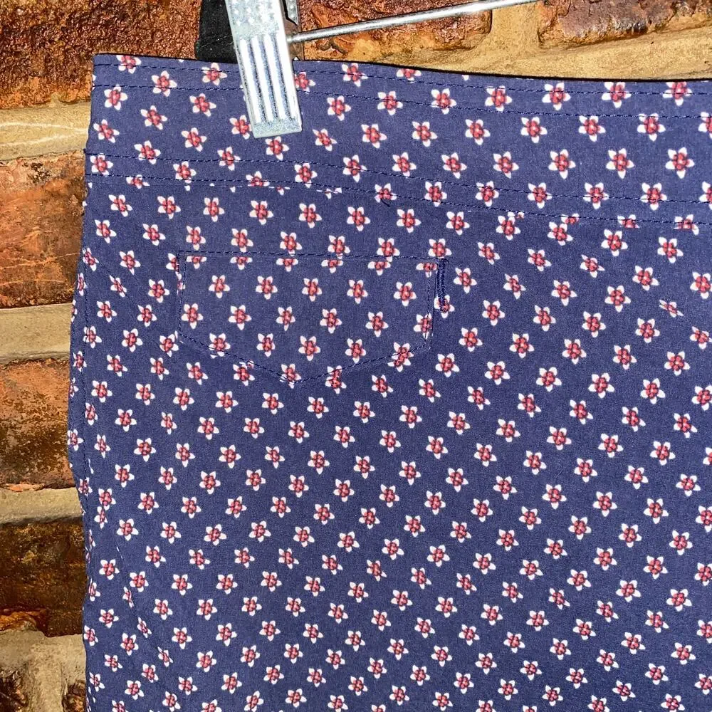 J. Crew Navy Blue Floral Flower 7